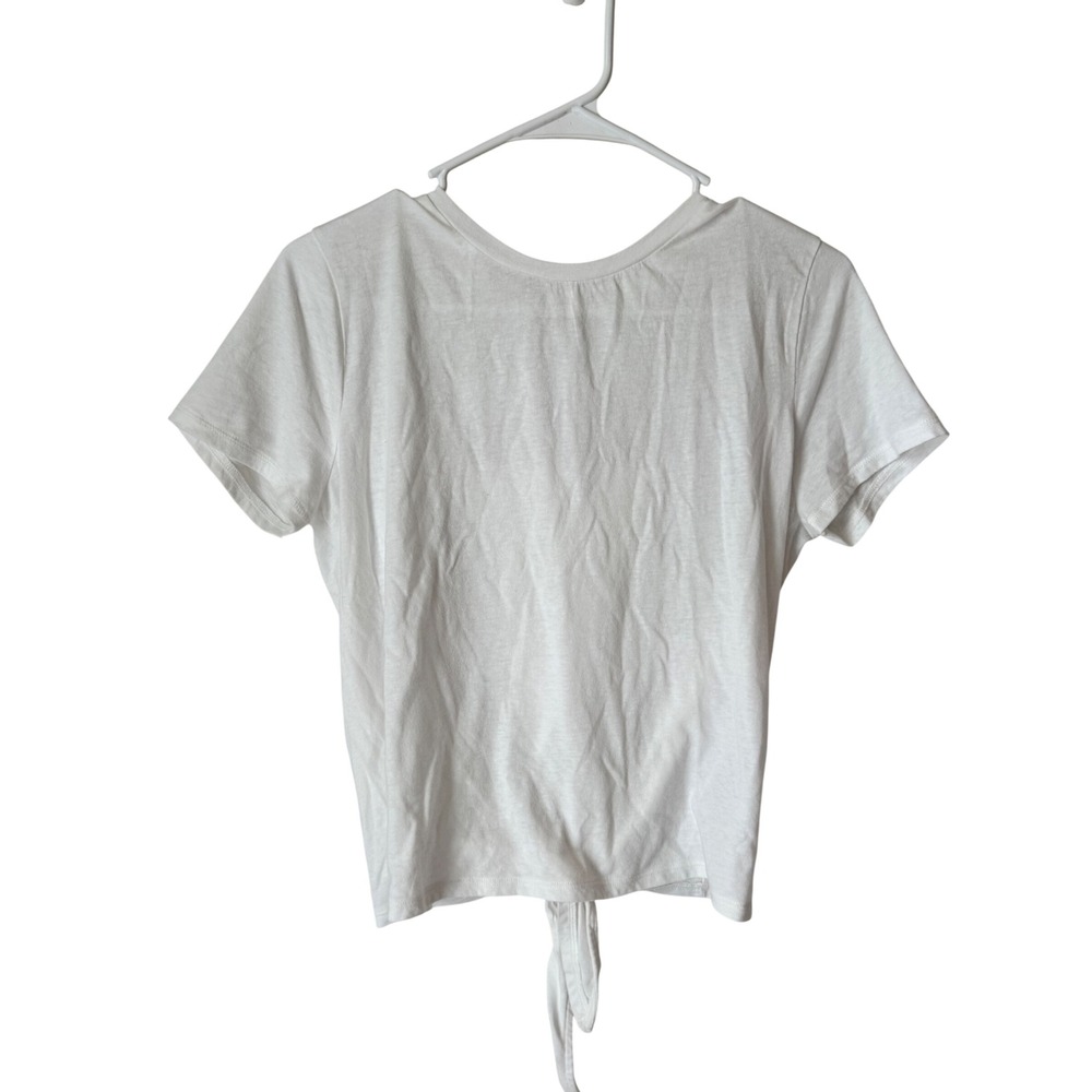 Madewell White Tie Back Short Sleeve Crewneck Top L7346 Size S